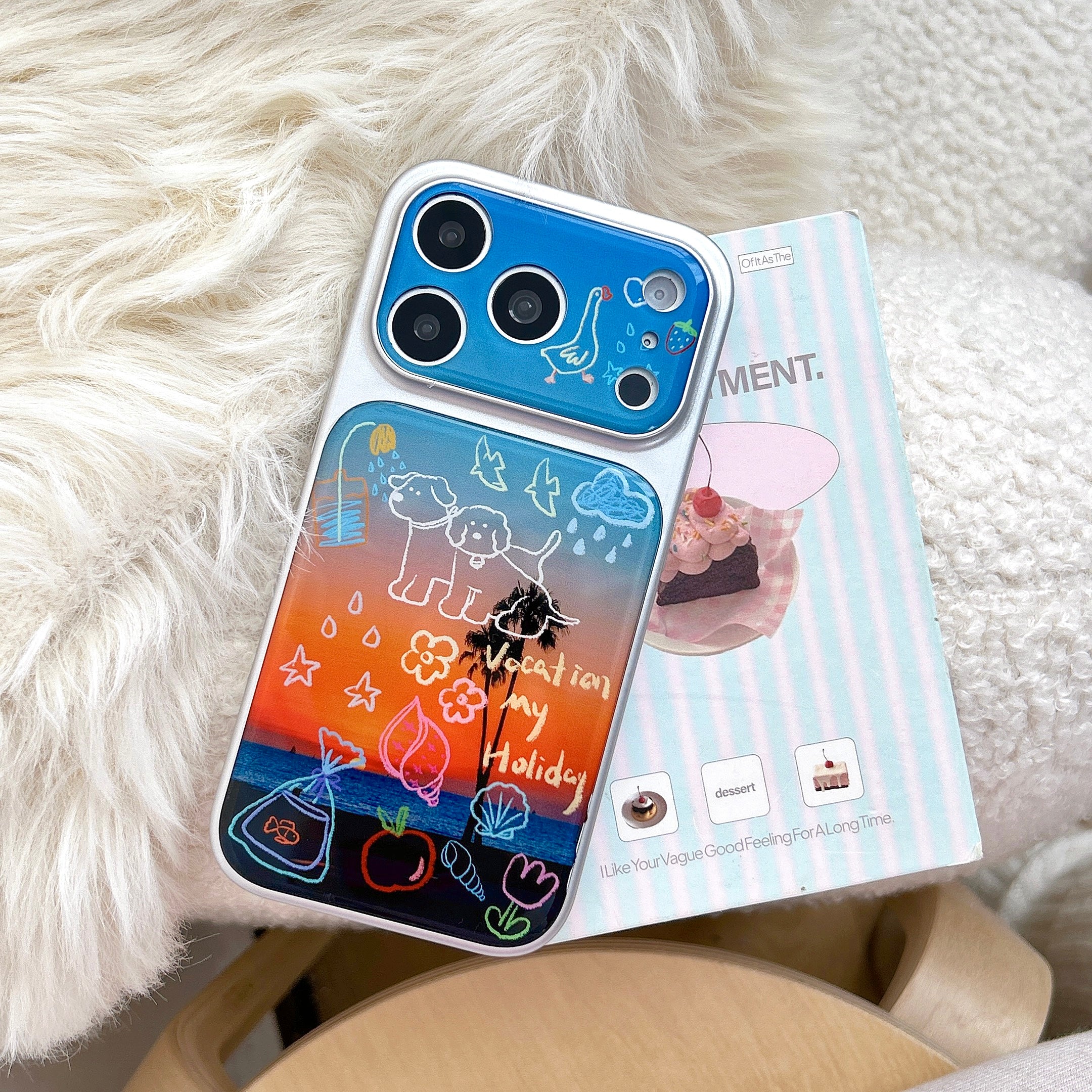 Sunset Puppy Acrylic Apple Phone Case