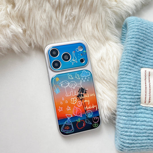 Sunset Puppy Acrylic Apple Phone Case