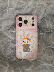 Tulip embroidered bunny iPhone case