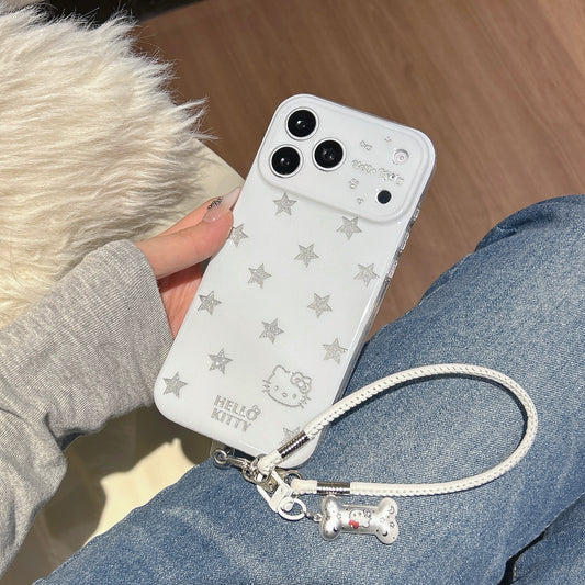 Sparkly Starry Kitty Case: 360° Protective Shockproof Glitter Series for iPhone 13-17 Series | Kawaii Bling Tech Accessory