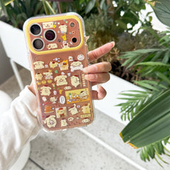 "Golden Pudding" Sparkle Case - All-over Pompompurin Print with Adorable Phone Charm for iPhone 17/16/15 Pro Max