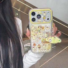 "Golden Pudding" Sparkle Case - All-over Pompompurin Print with Adorable Phone Charm for iPhone 17/16/15 Pro Max