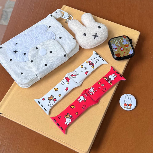 Two-tone silicone Miffy Apple watch band