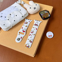 Two-tone silicone Miffy Apple watch band