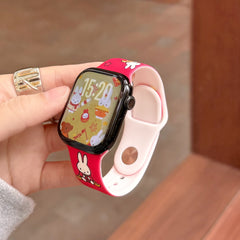 Two-tone silicone Miffy Apple watch band