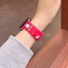 Two-tone silicone Miffy Apple watch band