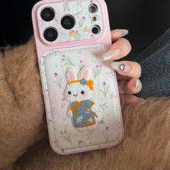 Tulip embroidered bunny iPhone case