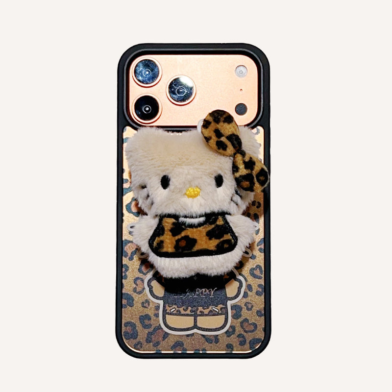 Leopard print Hello Kitty magnetic phone case for iPhone 17