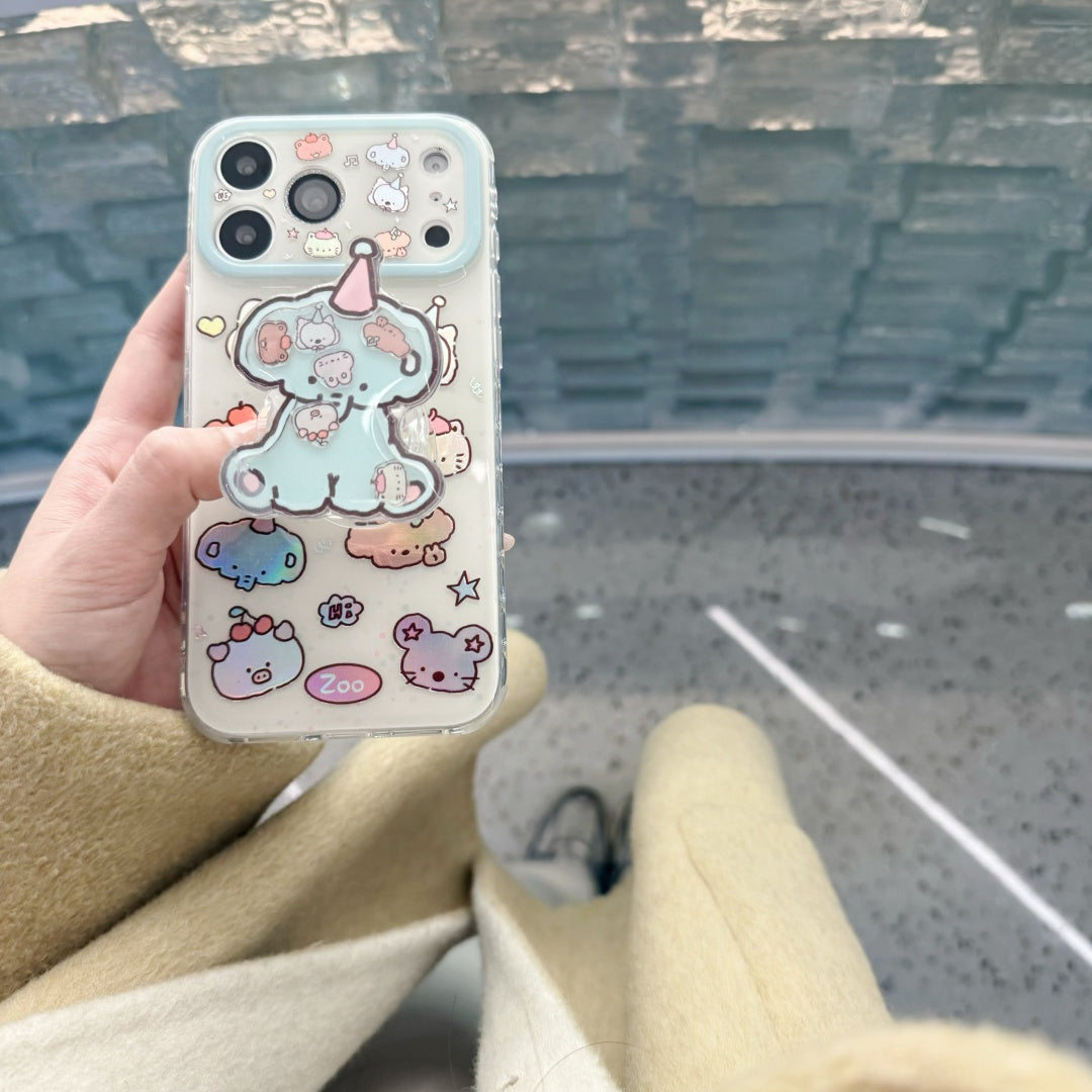 "Floating Friends" Case - 3D Animal Design with Shaker Ring Holder for iPhone 17/16/15 Pro Max | Whimsical Interactive Tech Accessory