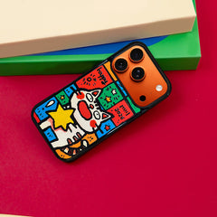 3D Embossed Big-Eye Cat Holding Star Phone Case for iPhone 13-17 Pro Max
