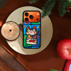 3D Embossed Double Cat Head Phone Case for iPhone 13-17 Pro Max