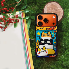 3D Embossed Three Cats Stacked Phone Case for iPhone 13-17 Pro Max
