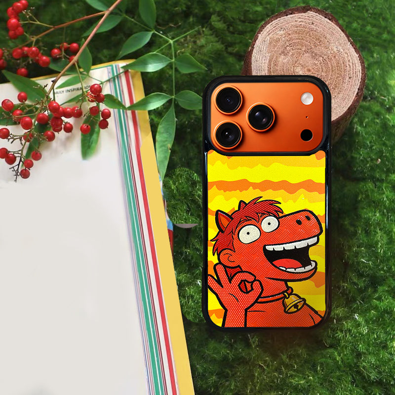 3D Embossed OK Pony Phone Case for iPhone 13-17 Pro Max