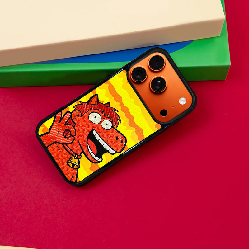 3D Embossed OK Pony Phone Case for iPhone 13-17 Pro Max