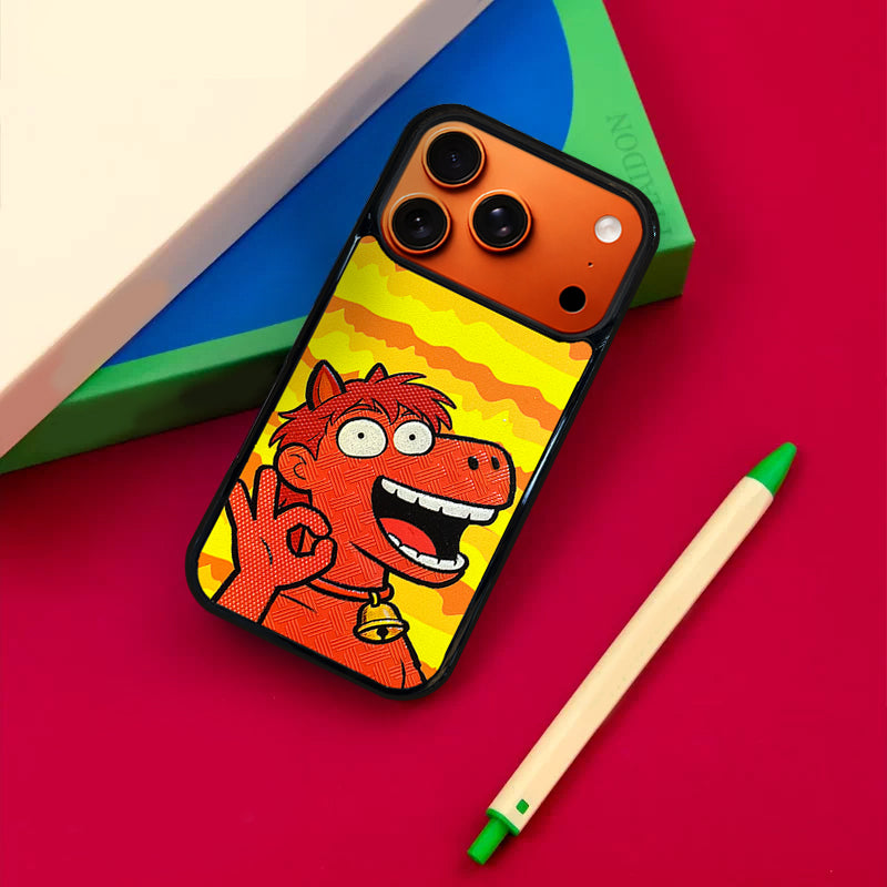 3D Embossed OK Pony Phone Case for iPhone 13-17 Pro Max