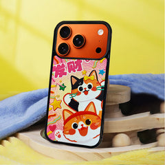 3D Embossed Lucky Orange & Calico Cat Phone Case for iPhone 13-17 Pro Max