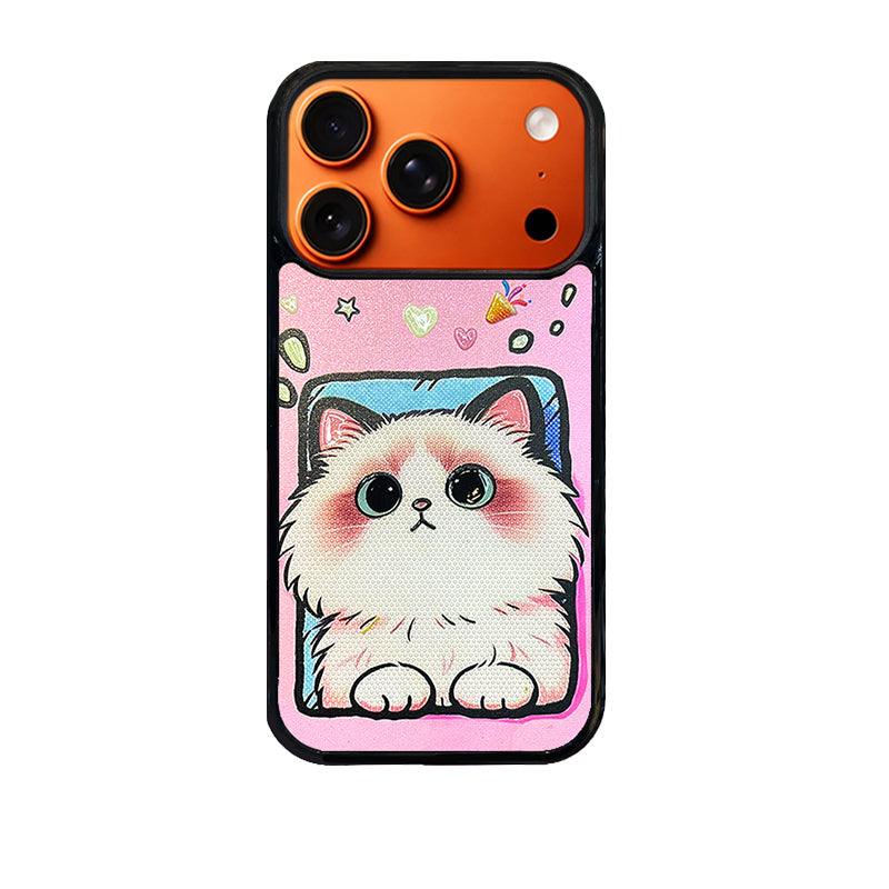 3D Embossed Foundation Tone Ragdoll Cat Phone Case for iPhone 13-17 Pro Max