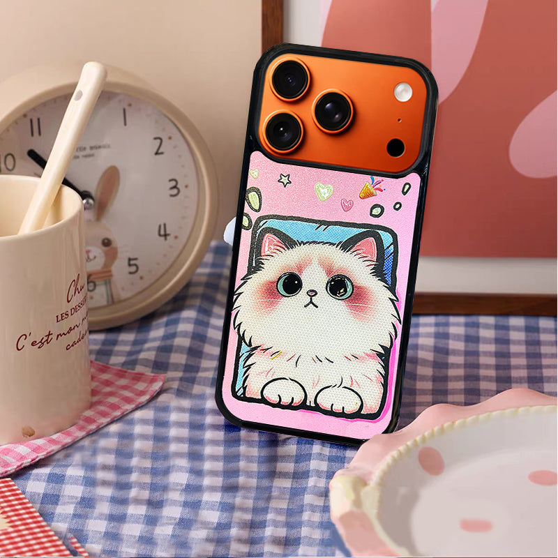 3D Embossed Foundation Tone Ragdoll Cat Phone Case for iPhone 13-17 Pro Max