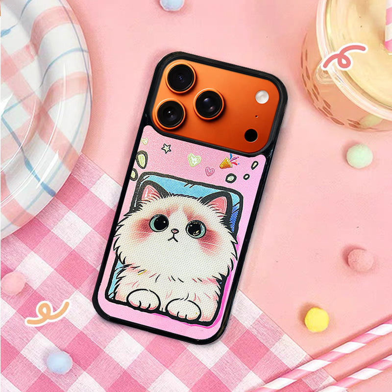 3D Embossed Foundation Tone Ragdoll Cat Phone Case for iPhone 13-17 Pro Max