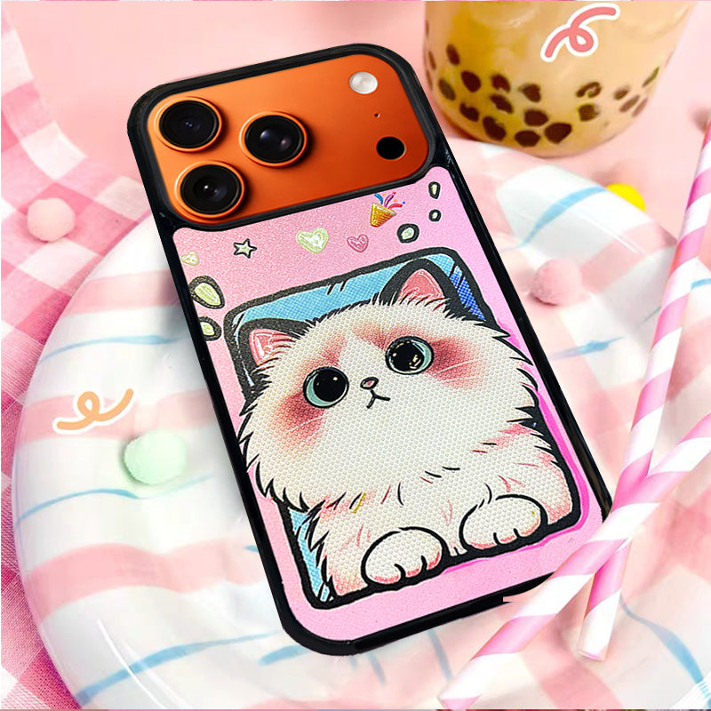 3D Embossed Foundation Tone Ragdoll Cat Phone Case for iPhone 13-17 Pro Max