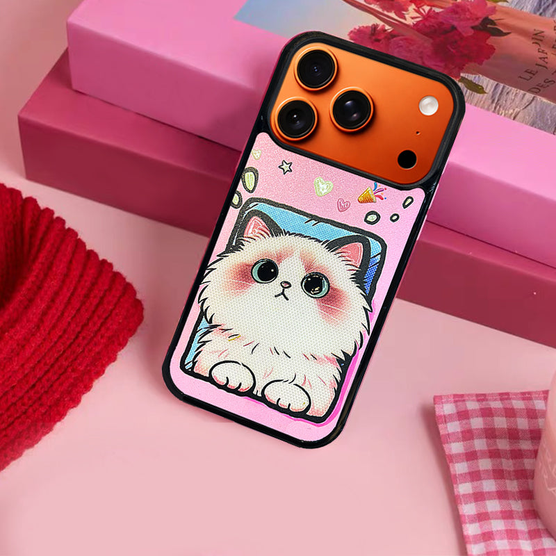 3D Embossed Foundation Tone Ragdoll Cat Phone Case for iPhone 13-17 Pro Max