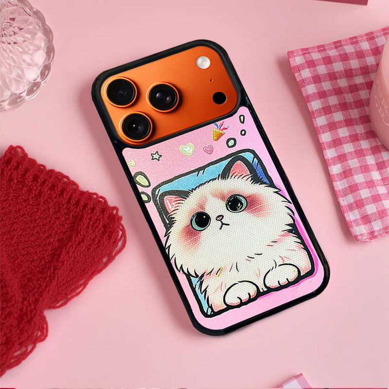 3D Embossed Foundation Tone Ragdoll Cat Phone Case for iPhone 13-17 Pro Max