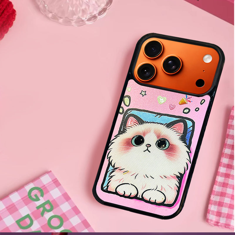 3D Embossed Foundation Tone Ragdoll Cat Phone Case for iPhone 13-17 Pro Max
