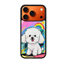 3D Embossed Rainbow Bichon Frise Phone Case for iPhone 13-17 Pro Max