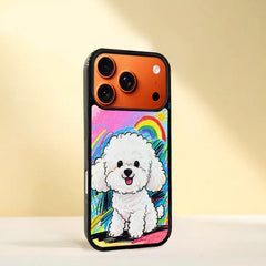 3D Embossed Rainbow Bichon Frise Phone Case for iPhone 13-17 Pro Max