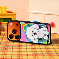 3D Embossed Rainbow Bichon Frise Phone Case for iPhone 13-17 Pro Max