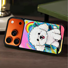 3D Embossed Rainbow Bichon Frise Phone Case for iPhone 13-17 Pro Max