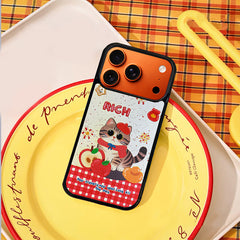 3D Embossed Rich Tabby Cat Phone Case for iPhone 13-17 Pro Max