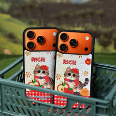 3D Embossed Rich Tabby Cat Phone Case for iPhone 13-17 Pro Max