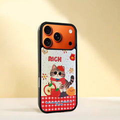 3D Embossed Rich Tabby Cat Phone Case for iPhone 13-17 Pro Max