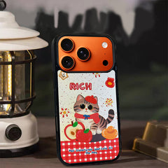 3D Embossed Rich Tabby Cat Phone Case for iPhone 13-17 Pro Max