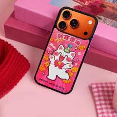 3D Embossed Wealth Freedom White Cat Phone Case for iPhone 13-17 Pro Max
