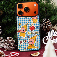 3D Embossed Blue Plaid Twinkle Twinkle Phone Case for iPhone 13-17 Pro Max