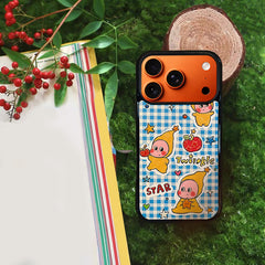 3D Embossed Blue Plaid Twinkle Twinkle Phone Case for iPhone 13-17 Pro Max