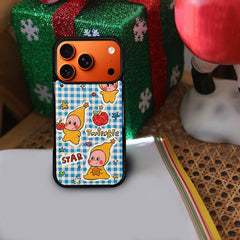 3D Embossed Blue Plaid Twinkle Twinkle Phone Case for iPhone 13-17 Pro Max