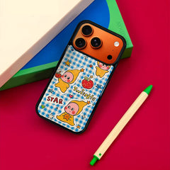 3D Embossed Blue Plaid Twinkle Twinkle Phone Case for iPhone 13-17 Pro Max