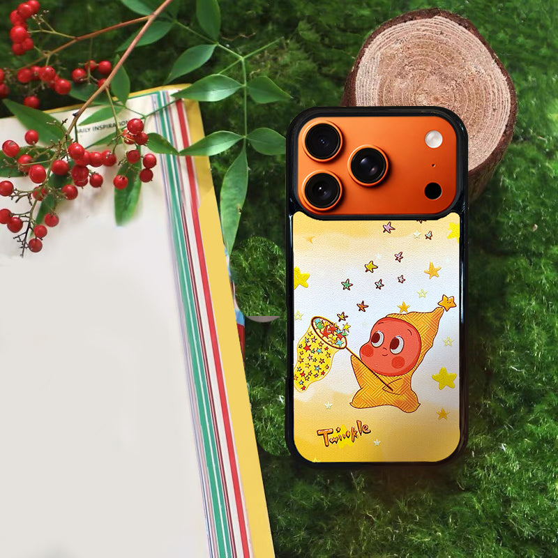 3D Embossed Twinkle Twinkle Star Catcher Phone Case for iPhone 13-17 Pro Max