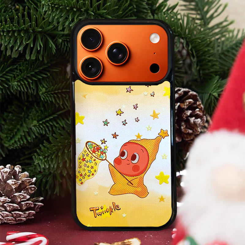3D Embossed Twinkle Twinkle Star Catcher Phone Case for iPhone 13-17 Pro Max