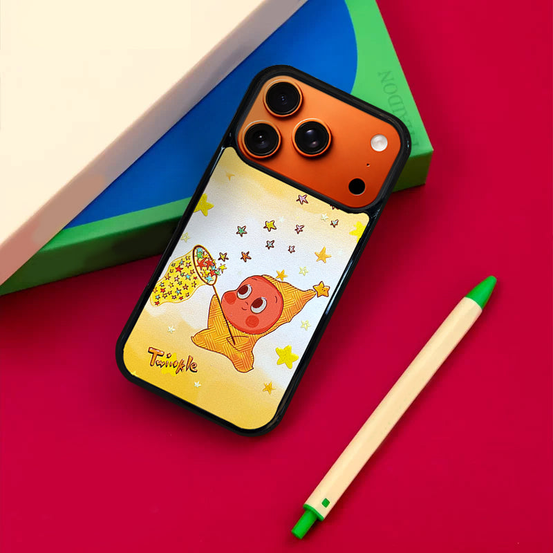 3D Embossed Twinkle Twinkle Star Catcher Phone Case for iPhone 13-17 Pro Max