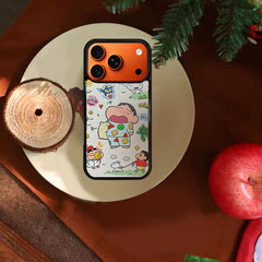 3D Embossed Crayon Shin-chan Waking Up Yawning Phone Case for iPhone 13-17 Pro Max