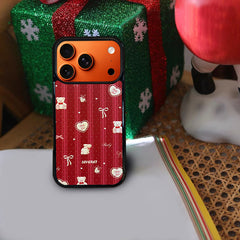 3D Embossed Vertical Stripes Bear & Bunny Phone Case for iPhone 13-17 Pro Max