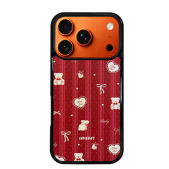 3D Embossed Vertical Stripes Bear & Bunny Phone Case for iPhone 13-17 Pro Max
