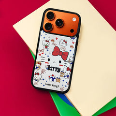 3D Embossed Minimalist Hello Kitty Phone Case for iPhone 13-17 Pro Max