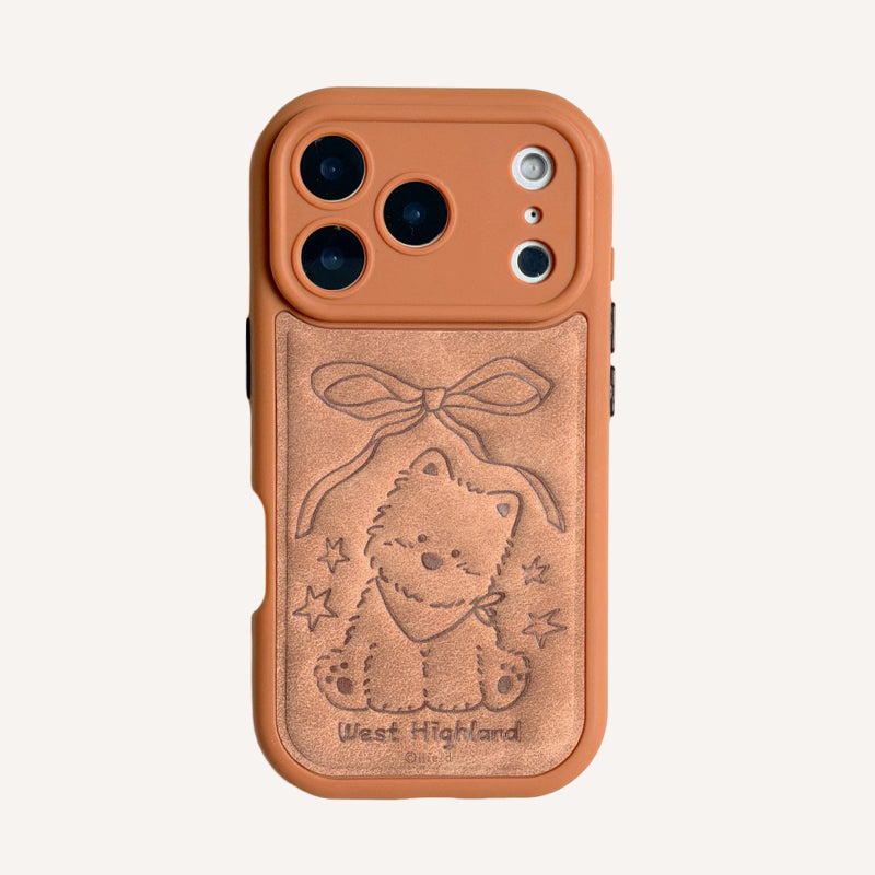 Brown striped bow West Highlands shockproof phone case