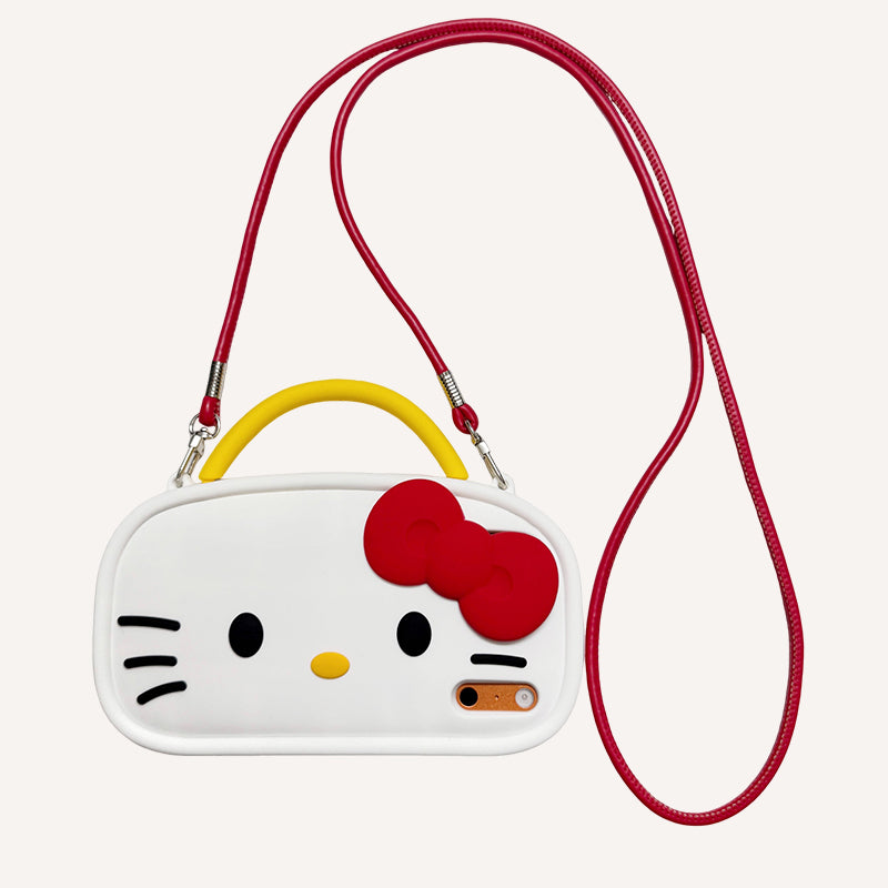 Kitty double-strap cross-body silicone phone case for Apple phones