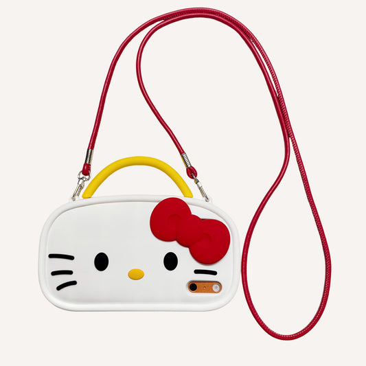 Kitty double-strap cross-body silicone phone case for Apple phones